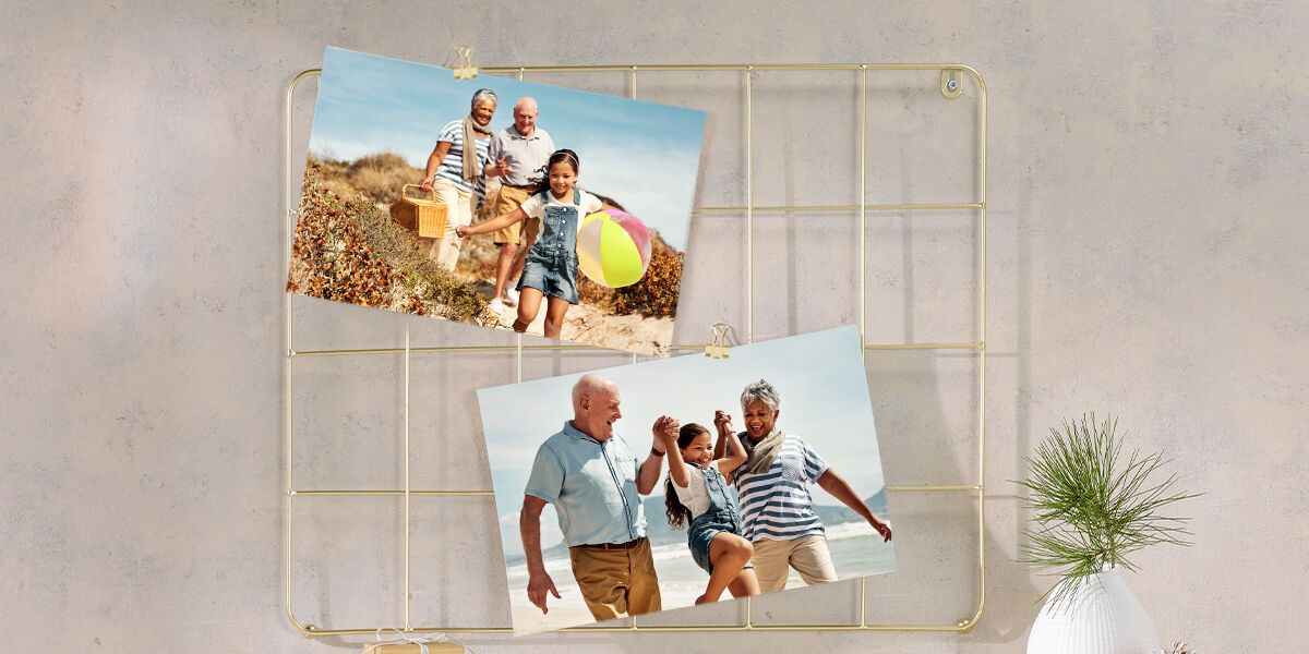 Two family photos of people enjoying themselves at the beach.